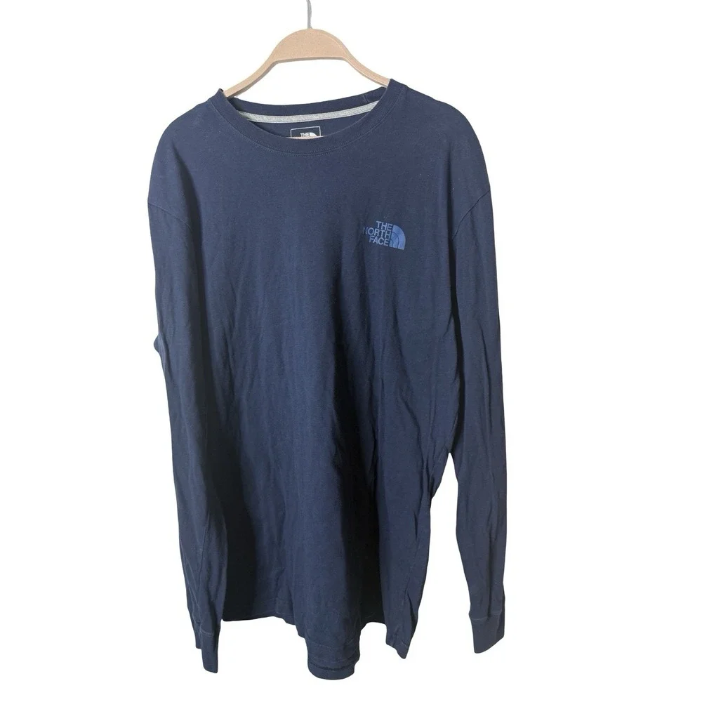 The North Face Long Sleeve  Logo Blue Classic Fit T-Shirt Men's‎ Large